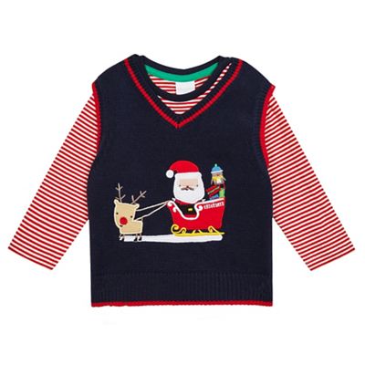 bluezoo Baby boys' red Santa tank top and t-shirt set